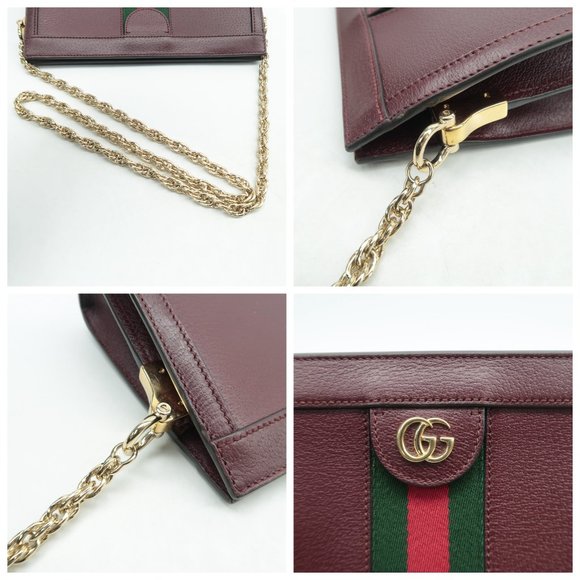 Gucci Burgundy Shoulder Bag with Gold Chain - Picture 8 of 12